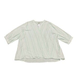 C.J. Banks Womens Embroidered‎ Cotton Wrap Top 20/22W 2X NWT Green Cottagecore
